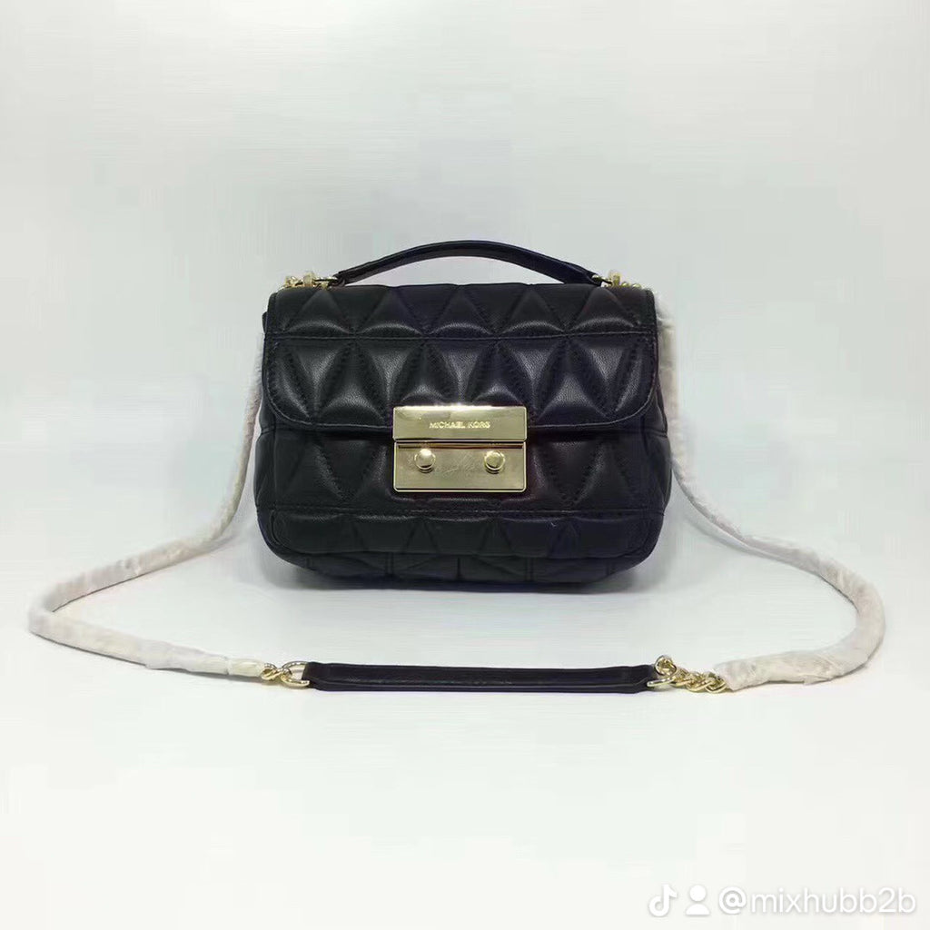 Michael Kors Sloan Large Quilted Leather Shoulder Bag – Black/Gold