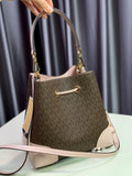 Michael Kors Logo Drawstring Bucket Bag – Brown/Vanilla