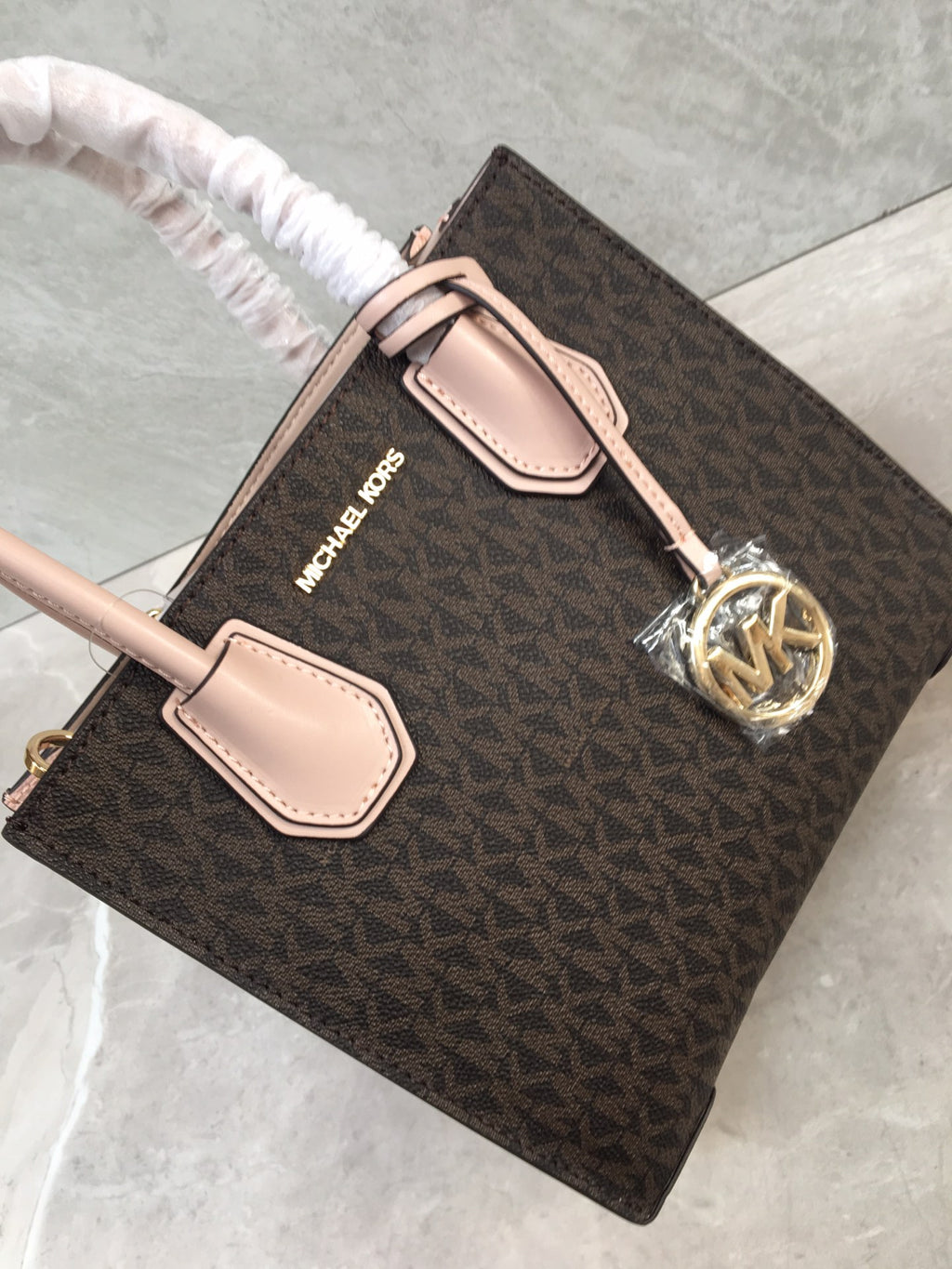 Michael Kors Mercer Medium Logo Tote Bag – Brown/Pink