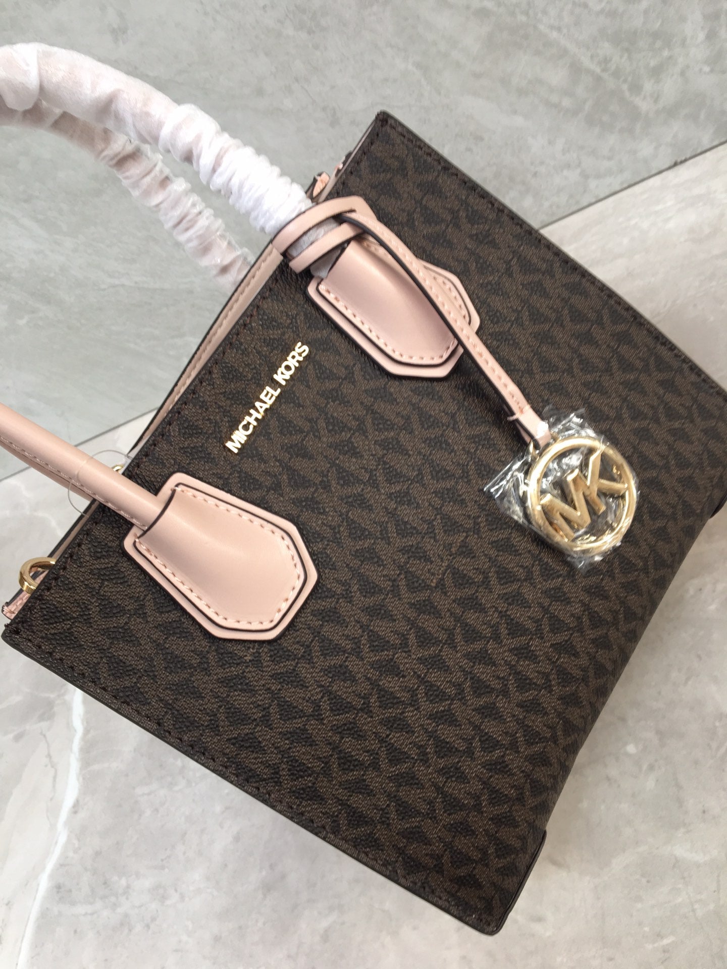 Michael Kors Mercer Medium Logo Tote Bag – Brown/Pink