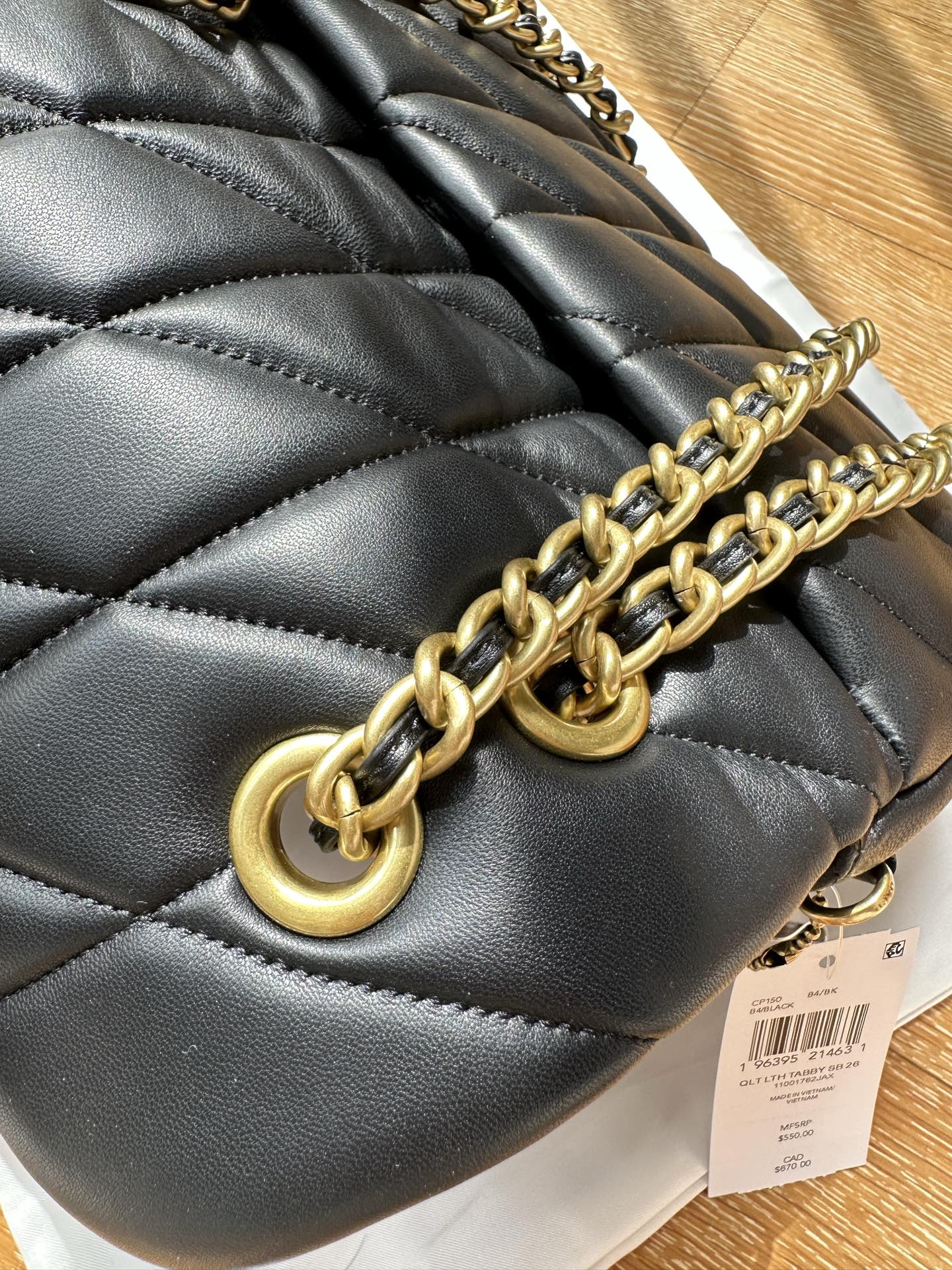 Black Quilted Leather Chain Shoulder Bag