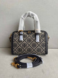 Elegant Monogram Mini Boston Bag with Strap
