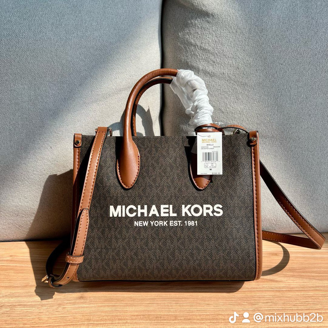 Michael Kors Mirella Small Tote Bag – Brown Signature Canvas