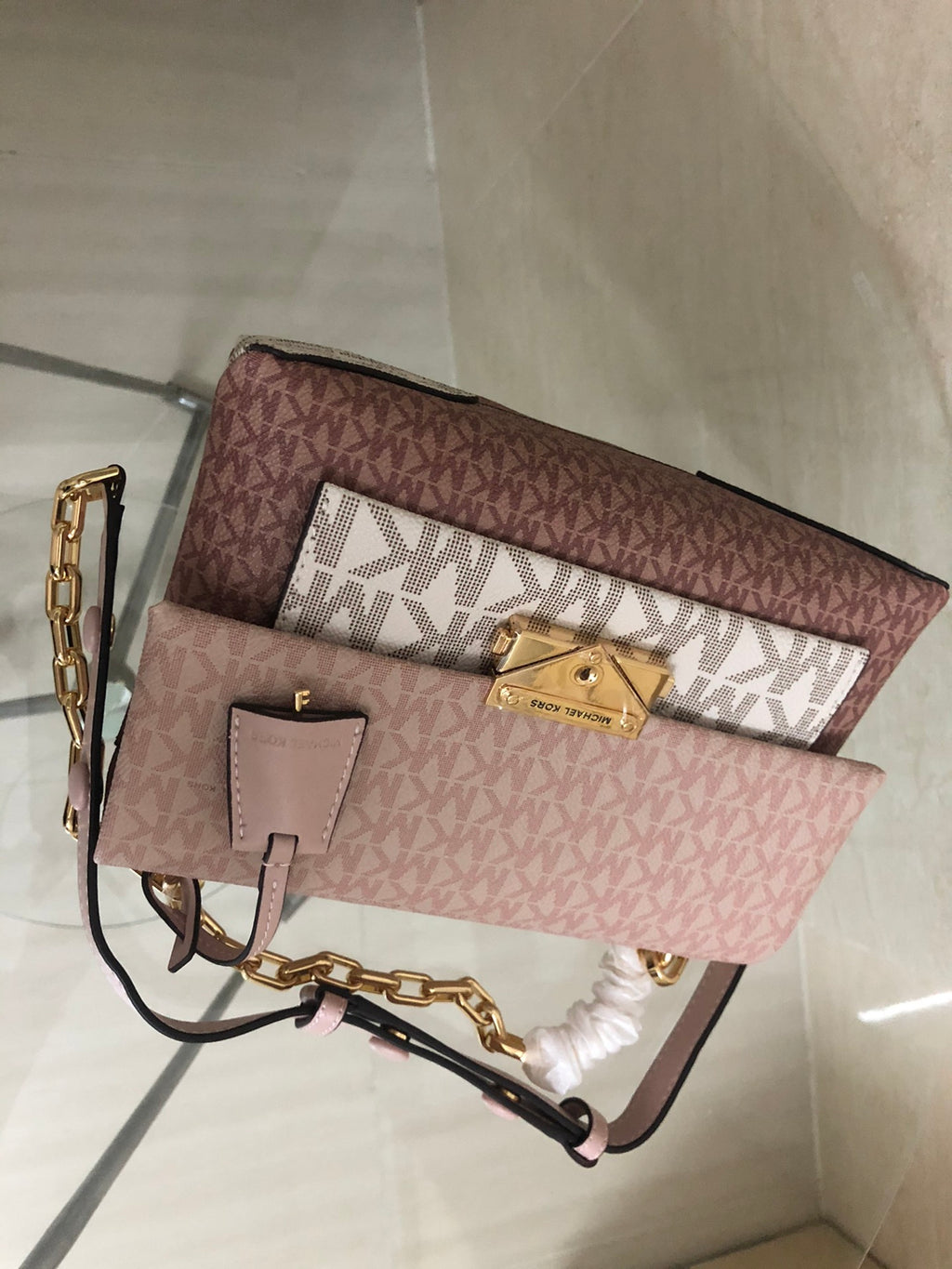 Michael Kors Cece Medium Logo Shoulder Bag in a tri-color design