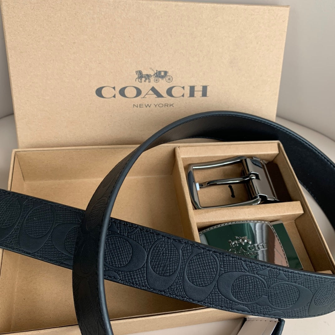 Coach men's reversible belt gift box set, 4-in-1 set