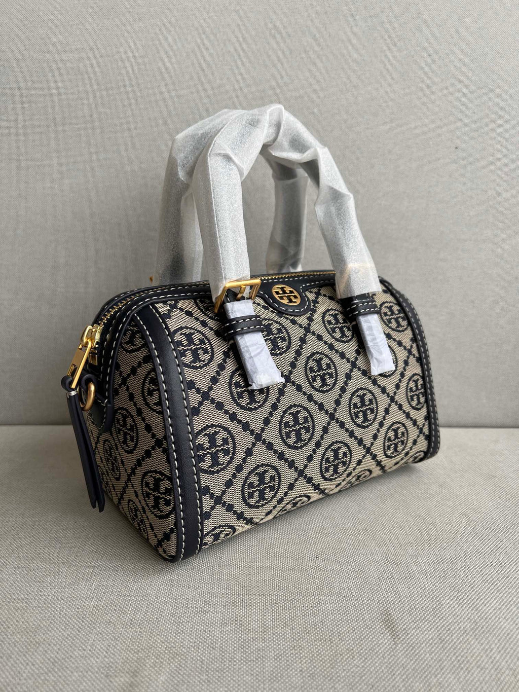 Elegant Monogram Mini Boston Bag with Strap