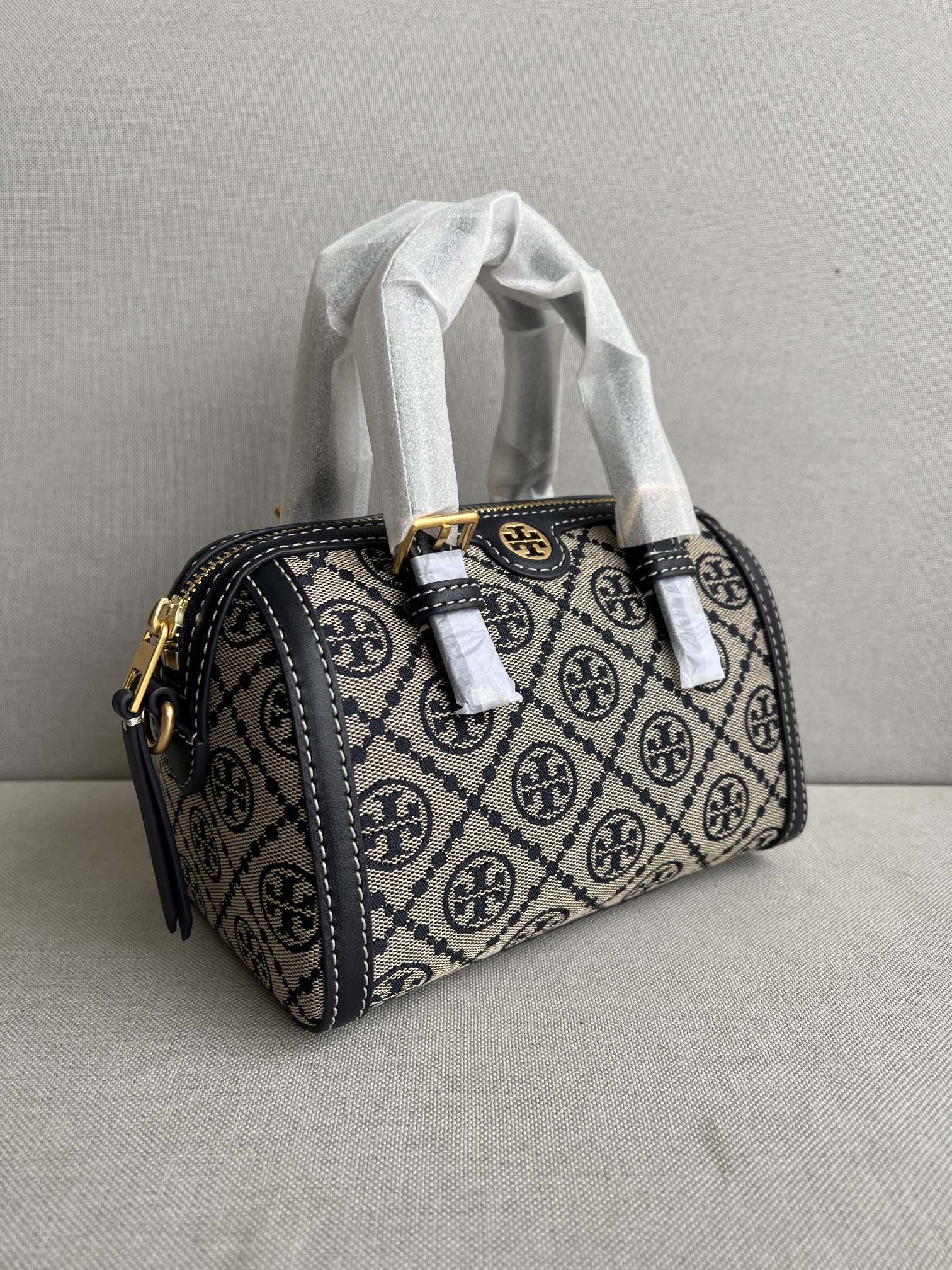 Elegant Monogram Mini Boston Bag with Strap