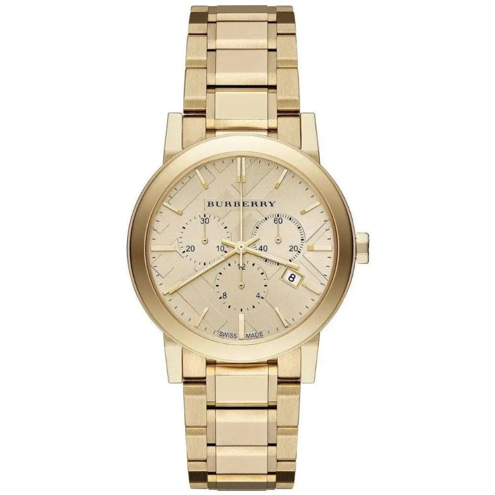 Burberry BU9753 Gold Chronograph Watch – Luxury Swiss Made Timepiece