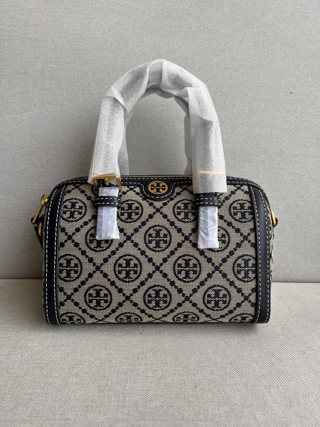 Elegant Monogram Mini Boston Bag with Strap