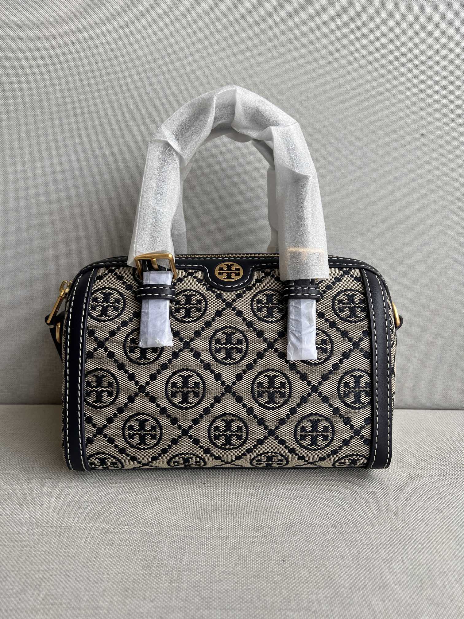 Elegant Monogram Mini Boston Bag with Strap