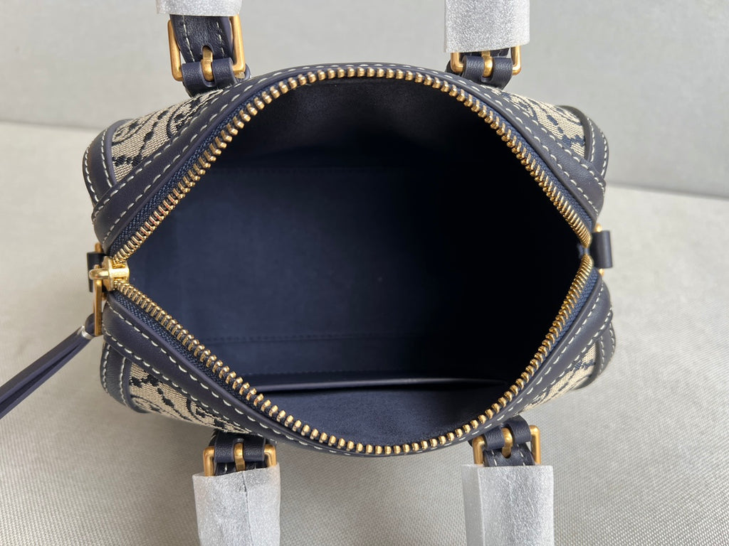 Elegant Monogram Mini Boston Bag with Strap