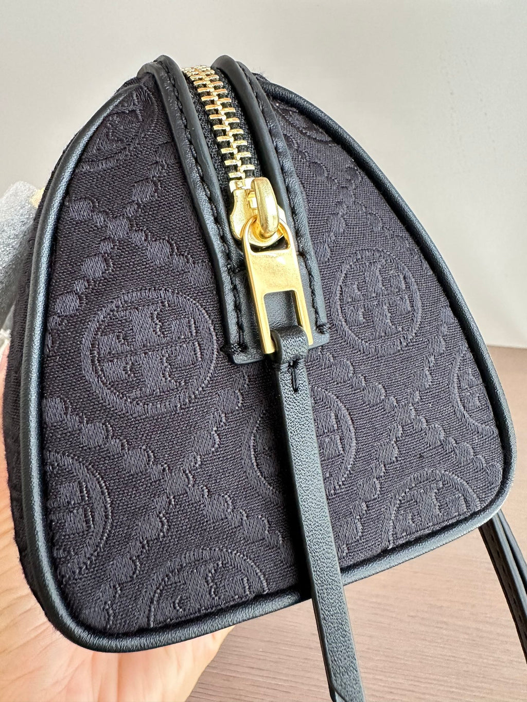 Tory Burch T Monogram Mini Barrel Bag – Navy Jacquard