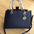 Michael Kors Cynthia Medium Saffiano Leather Satchel – Navy Blue