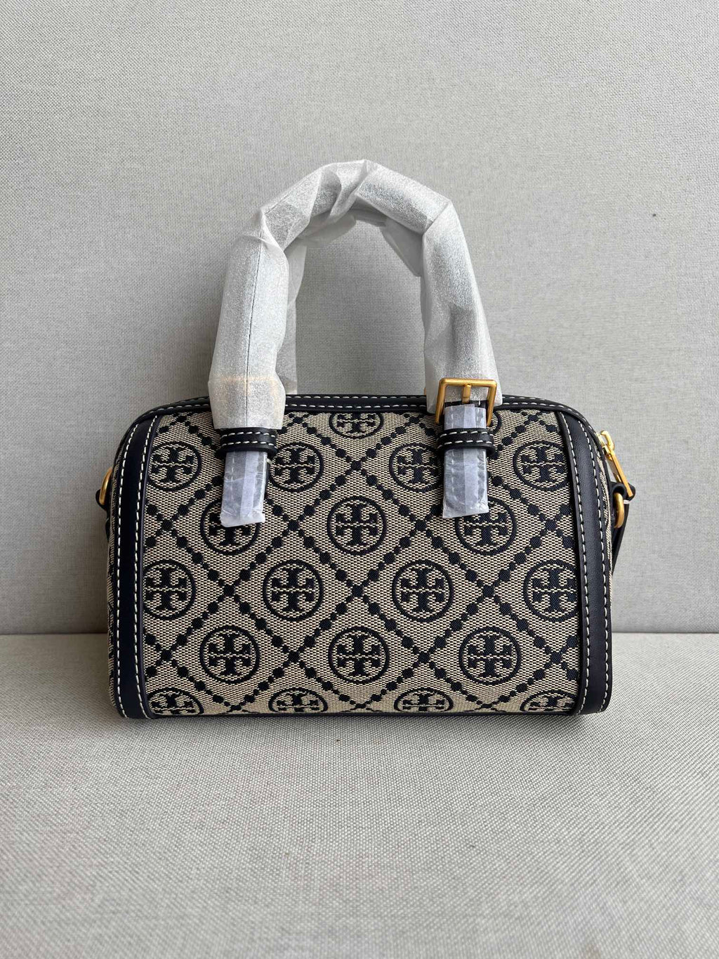 Elegant Monogram Mini Boston Bag with Strap