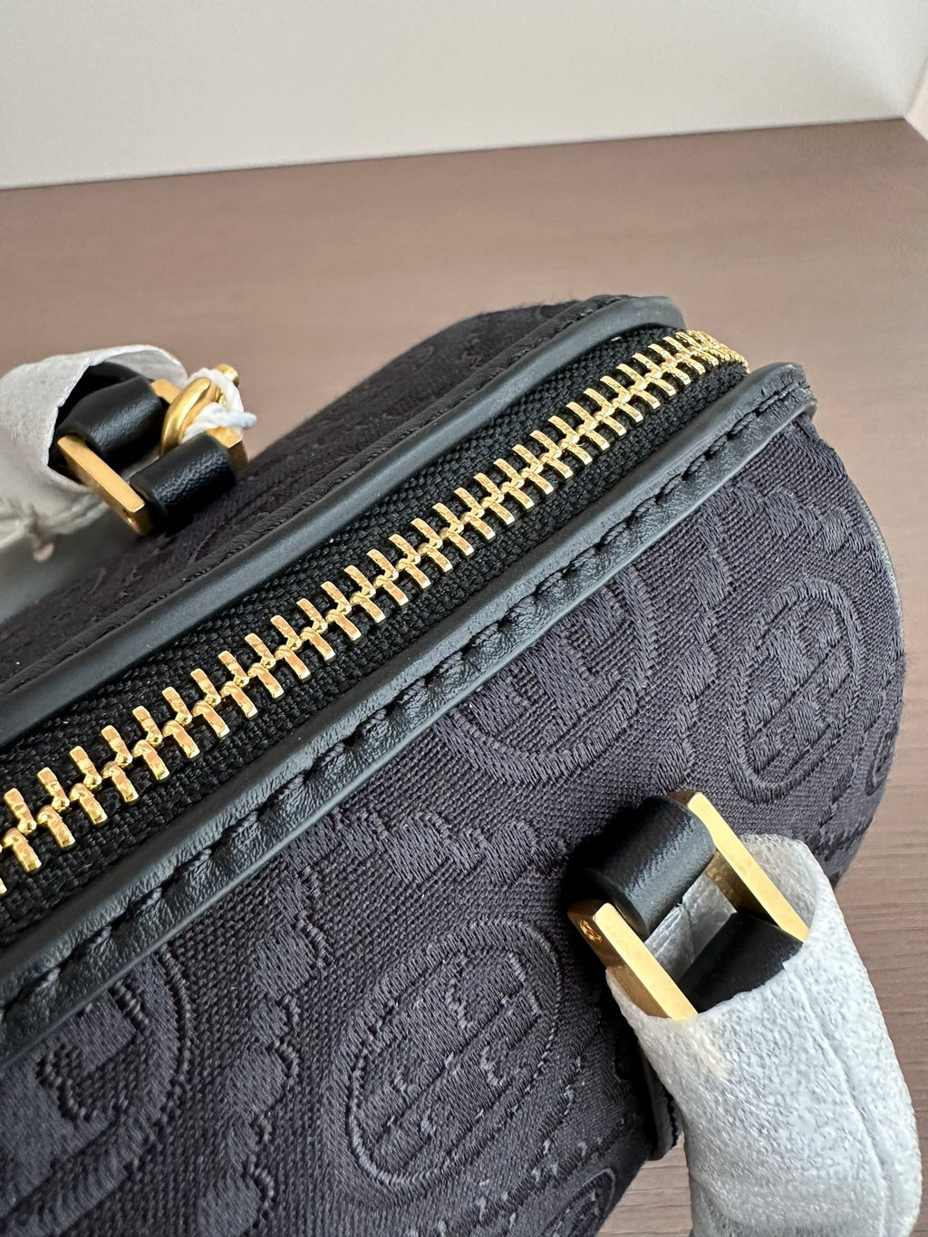 Tory Burch T Monogram Mini Barrel Bag – Navy Jacquard