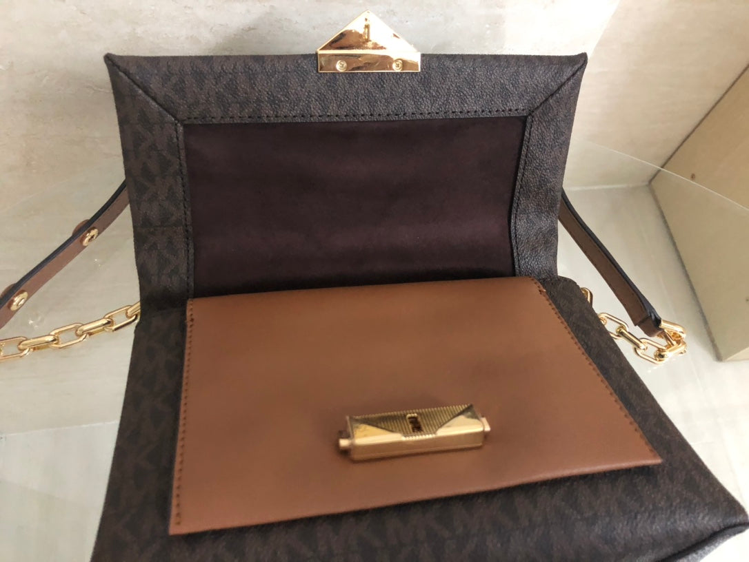 Michael Kors Cece Medium Logo Shoulder Bag (Brown Multi)