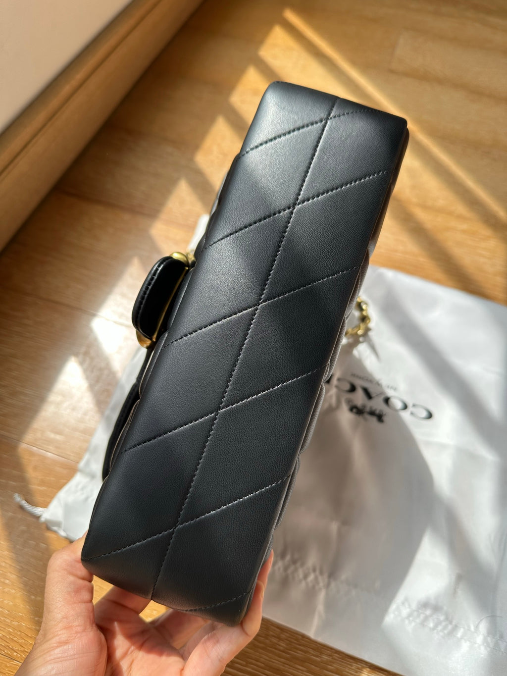 Black Quilted Leather Chain Shoulder Bag