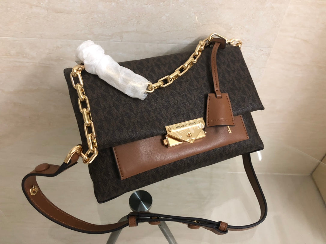 Michael Kors Cece Medium Logo Shoulder Bag (Brown Multi)