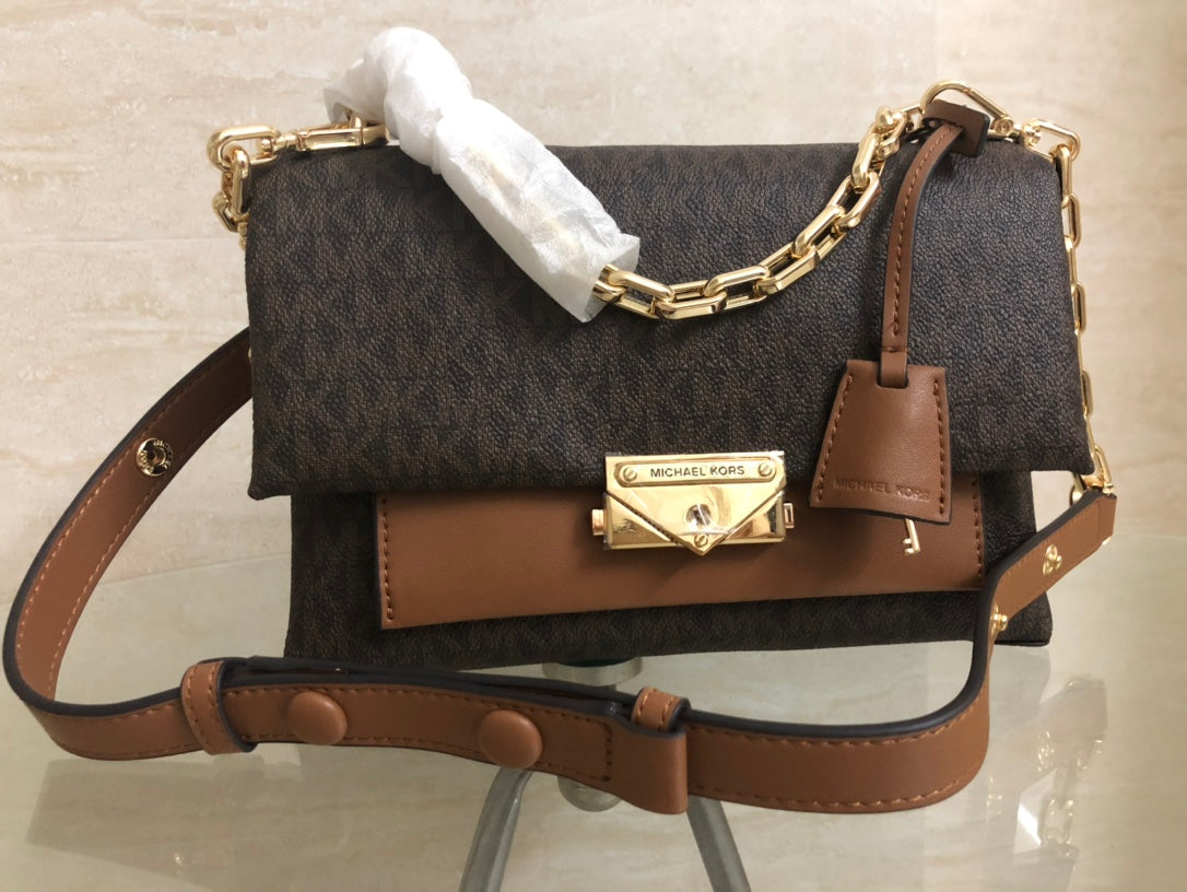 Michael Kors Cece Medium Logo Shoulder Bag (Brown Multi)