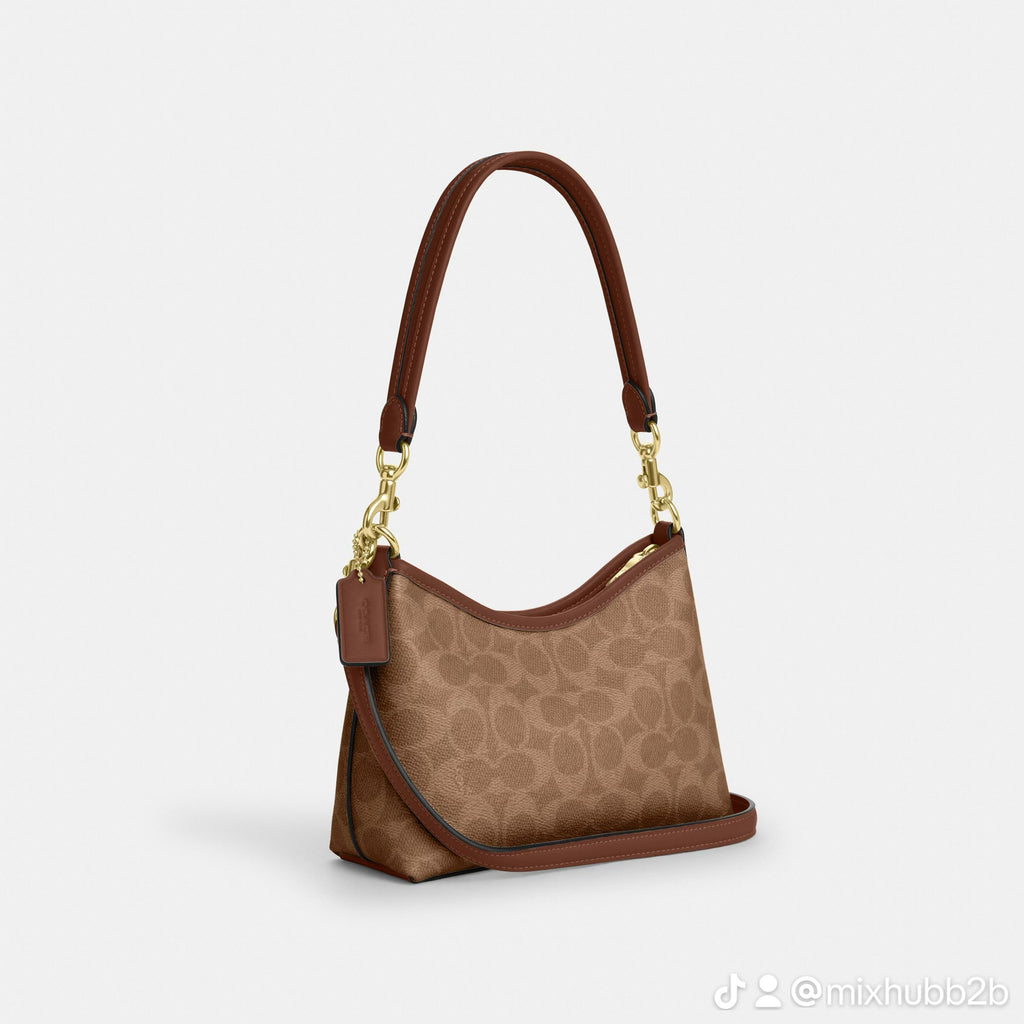 Coach Laurel Small Shoulder Bag – Signature Canvas (Caramel Brown)