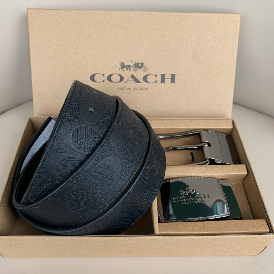 Coach men's reversible belt gift box set, 4-in-1 set