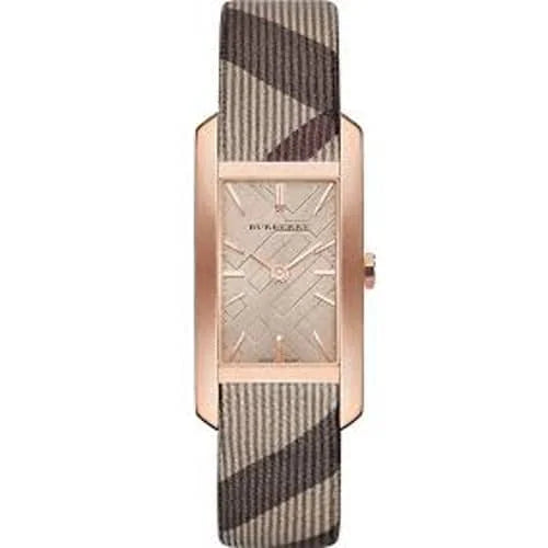 Burberry BU9408 Women’s Luxury Rectangular Watch – Classic Check Strap