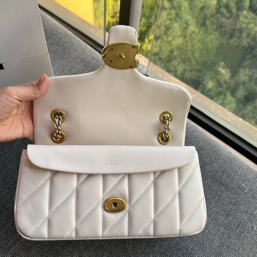 White Quilted Leather Chain Shoulder Bag