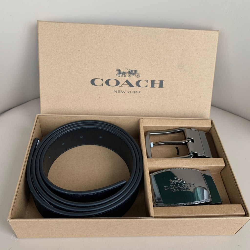 Coach men's reversible belt gift box set, 4-in-1 set