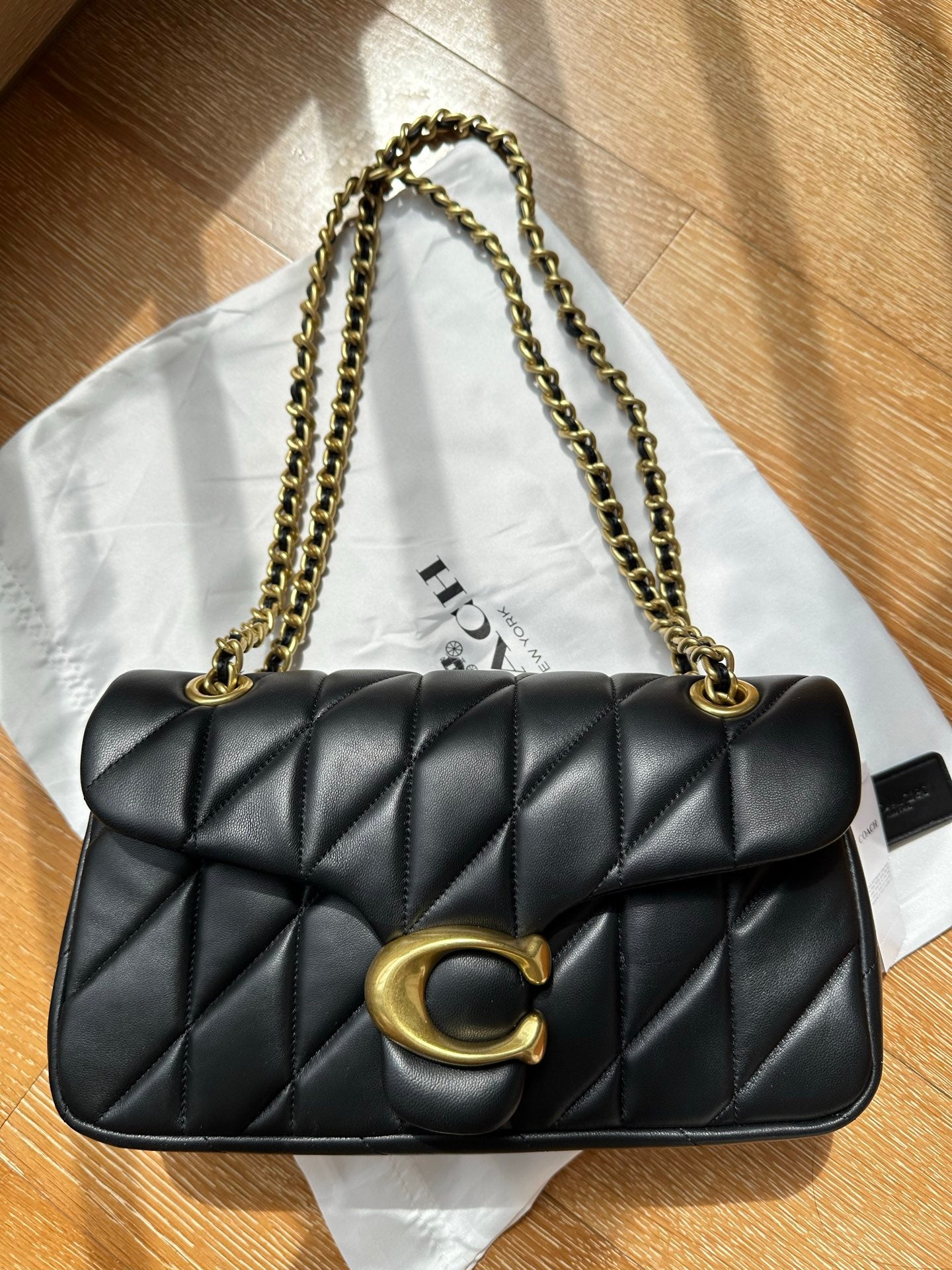 Black Quilted Leather Chain Shoulder Bag