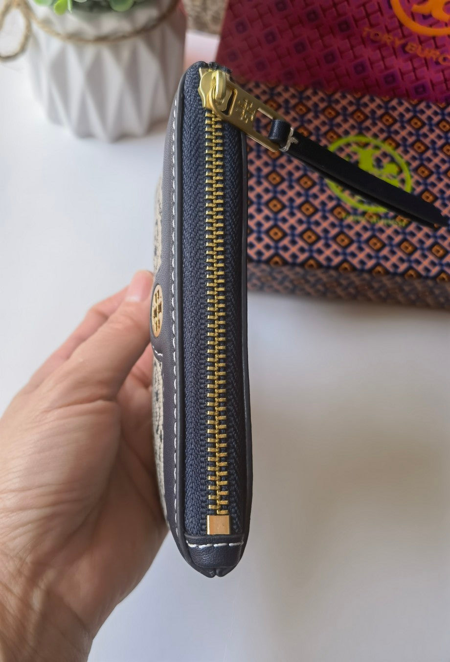 Tory Burch T Monogram Jacquard Card Case Key Fob