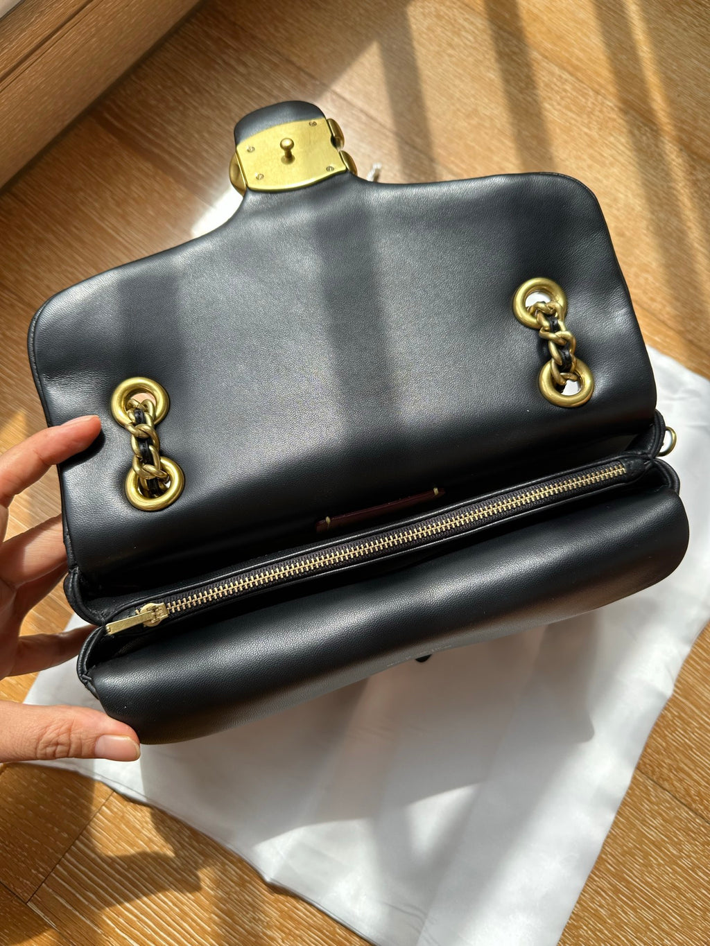 Black Quilted Leather Chain Shoulder Bag