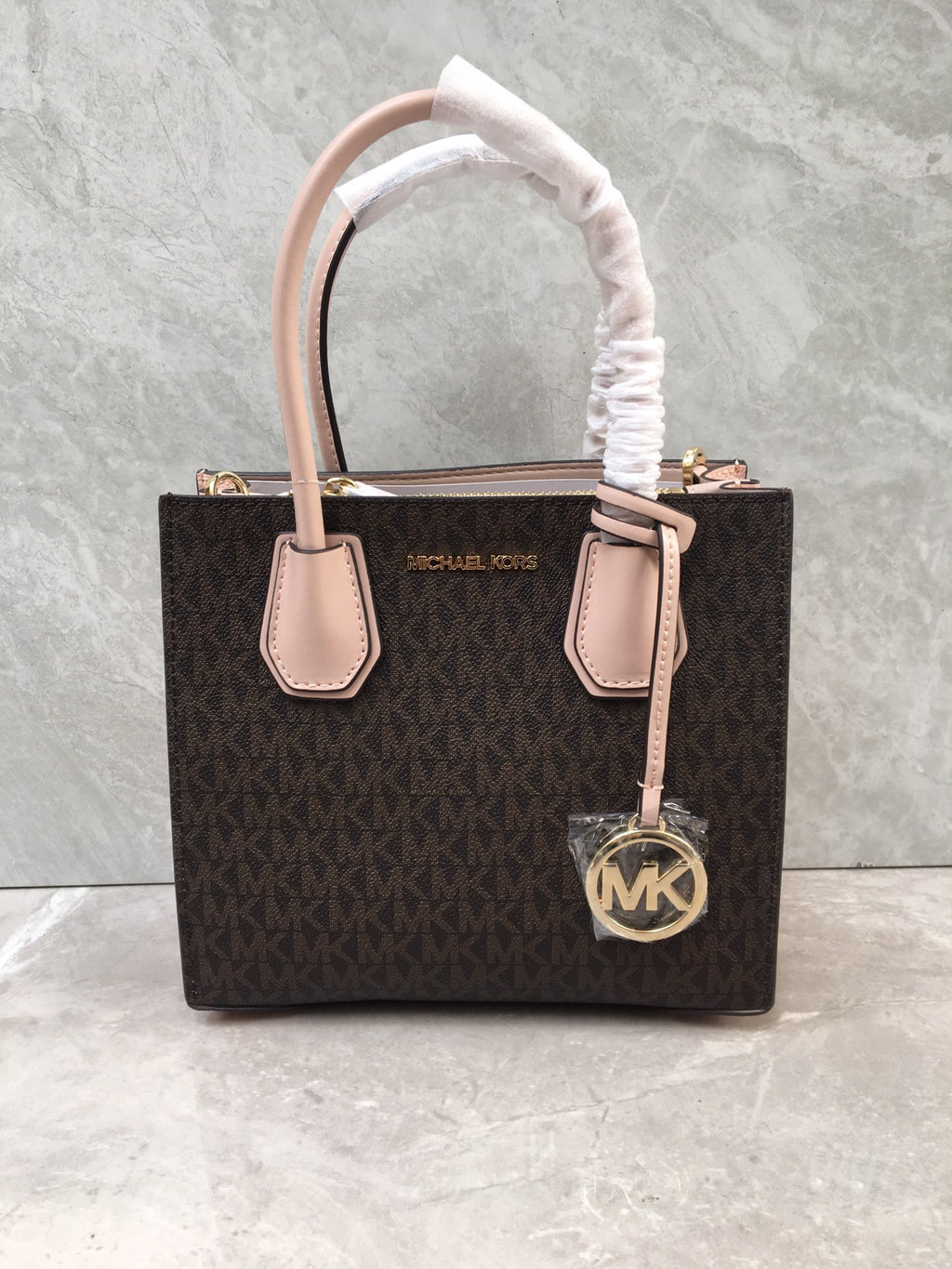 Michael Kors Mercer Medium Logo Tote Bag – Brown/Pink