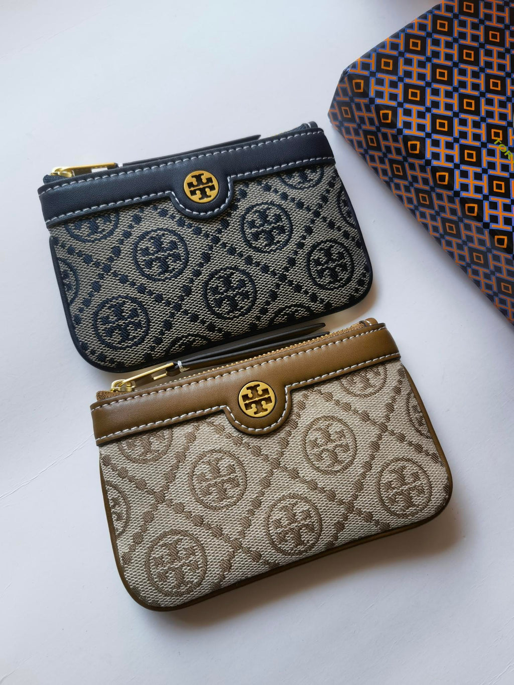 Tory Burch T Monogram Jacquard Card Case Key Fob
